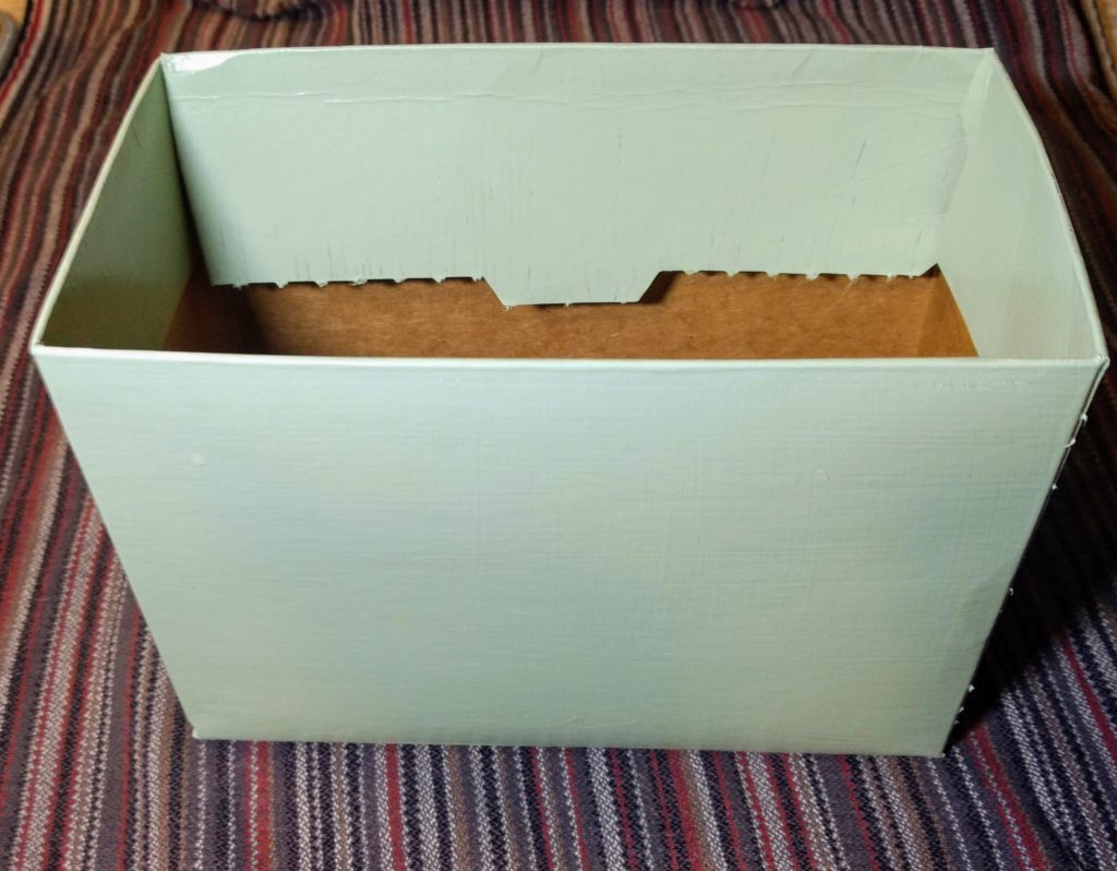 painted cardboard box mint green